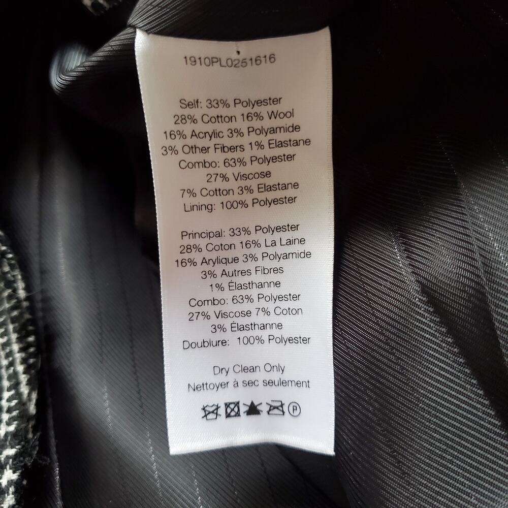 Veronica Beard Gia Dickey Jacket Houndstooth Plaid Blazer Black Tweed Size 12 - Picture 9 of 9